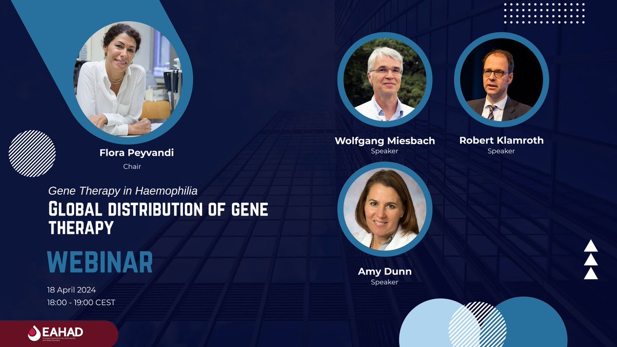 🎥 Missed our latest Gene Therapy in Haemophilia online session? No worries, catch up now on the #EAHADAcademy! academy.eahad.org/eahad/2023/gen… Our experts explored global GT distribution, spotlighting Europe and the US. Keep an eye out for the next #GeneTherapy webinar 👀