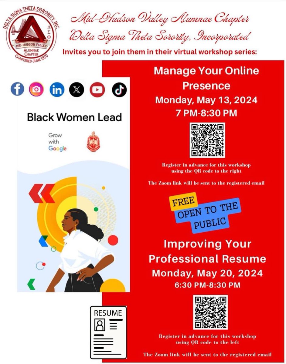 We’re happy to announce @DST1913Midwest Grow with Google’s Black Women Lead initiative, virtual workshop series this month Monday, May 13th at 7PM : Manage Your Online Presence us02web.zoom.us/meeting/regist… @GoogleForEdu