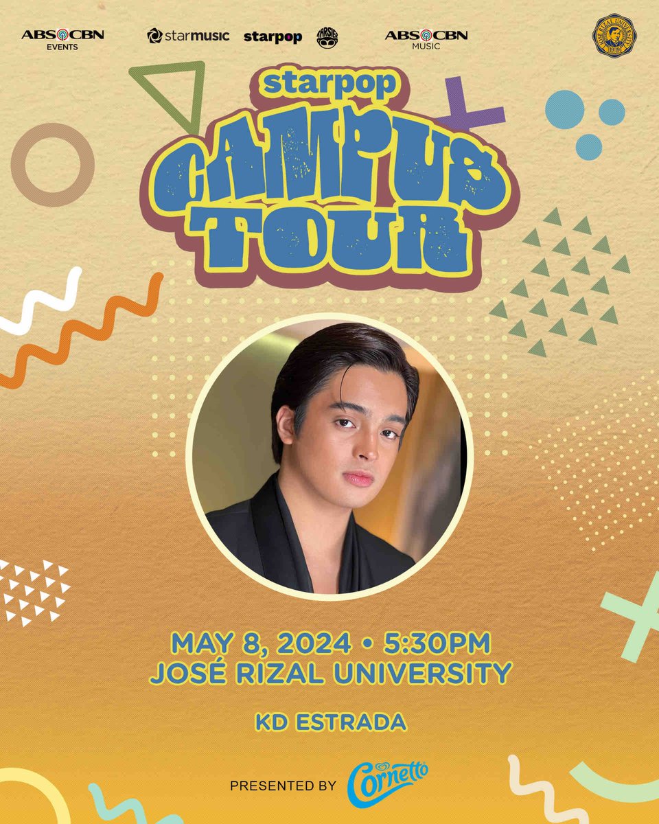 Let your love for KD Estrada lead you to the  #StarPopCampusTour! 😍

He’ll be at the @JRUniversity_Ph  on May 8, 2024 (5:30PM) ✨ See you there!

Presented by Cornetto 🍦

#ABSCBNEvents #StarPopPH #StarMusicPH