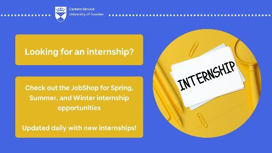 Looking for an internship? Check out the @UoDCareers JobShop for spring, summer and winter internship opportunities. Updated daily with new opportunities! buff.ly/2ITCeWW #ExploreDevelopConnect #UoDCareersJobsoftheWeek