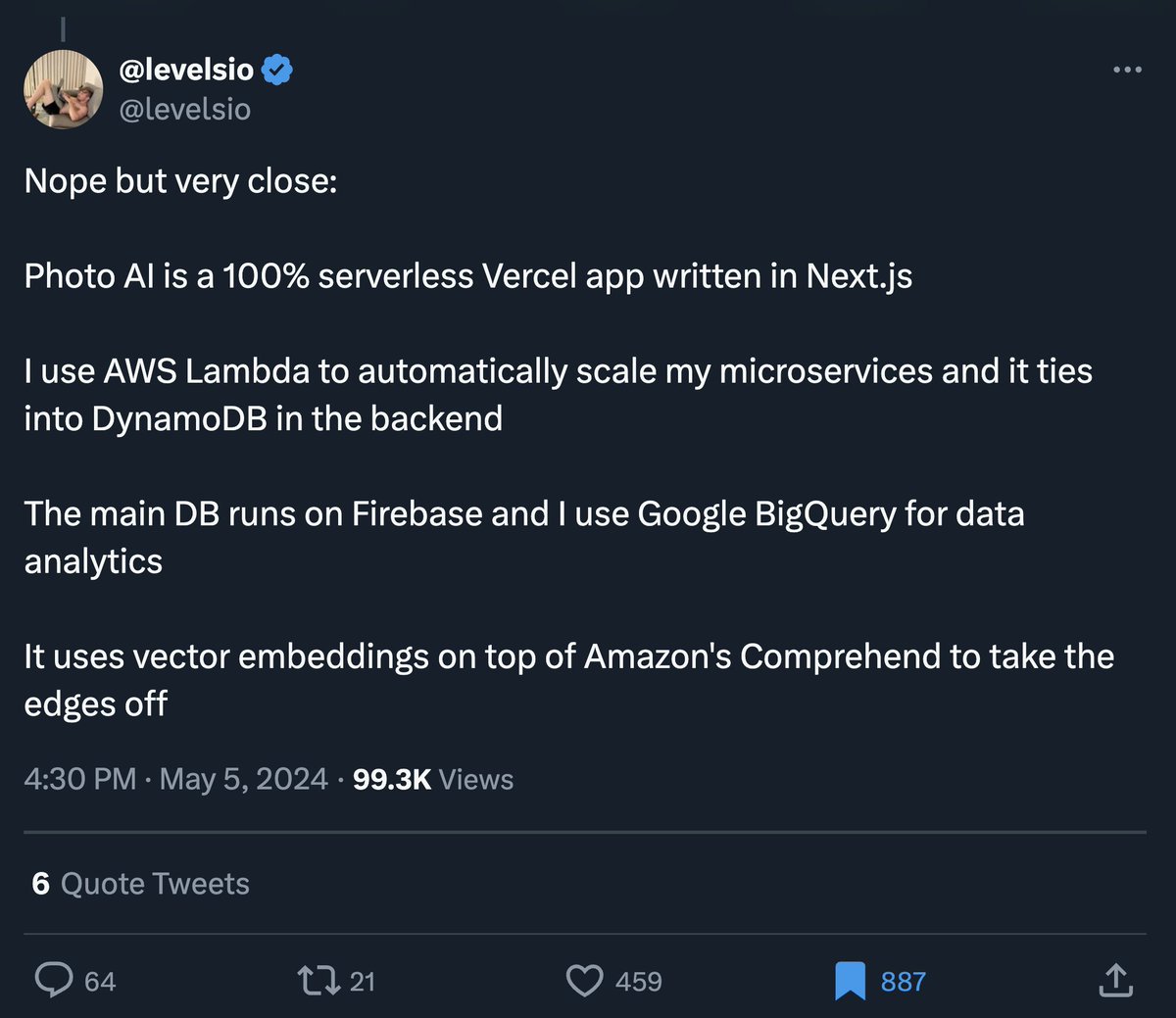 If you wanna know how overengineering in web dev is going:

Yesterday someone asked me how I built my startup and I made up an extremely convoluted tech stack

While in fact it's built with just PHP and jQuery

At this point over 800 people have bookmarked the tweet