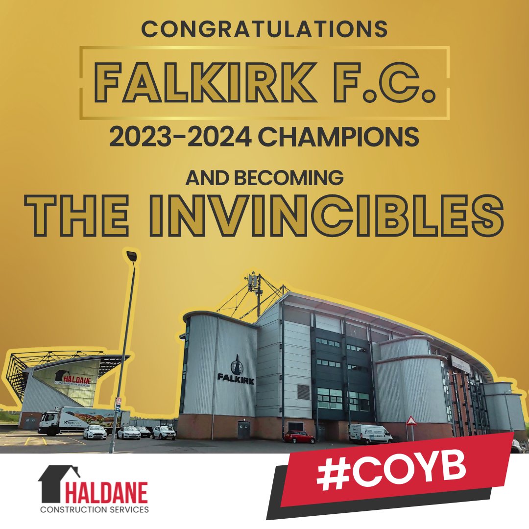 What a way to end the season!

A huge congratulations to @FalkirkFC as the @cinchuk League 1 Champions AND becoming The Invincibles! 🏆💪🏻 

We are incredibly proud to continue to support this team as a Gold Sponsor.
Well done! 👏🏻 #COYB

#falkirkfc #haldaneconstruction