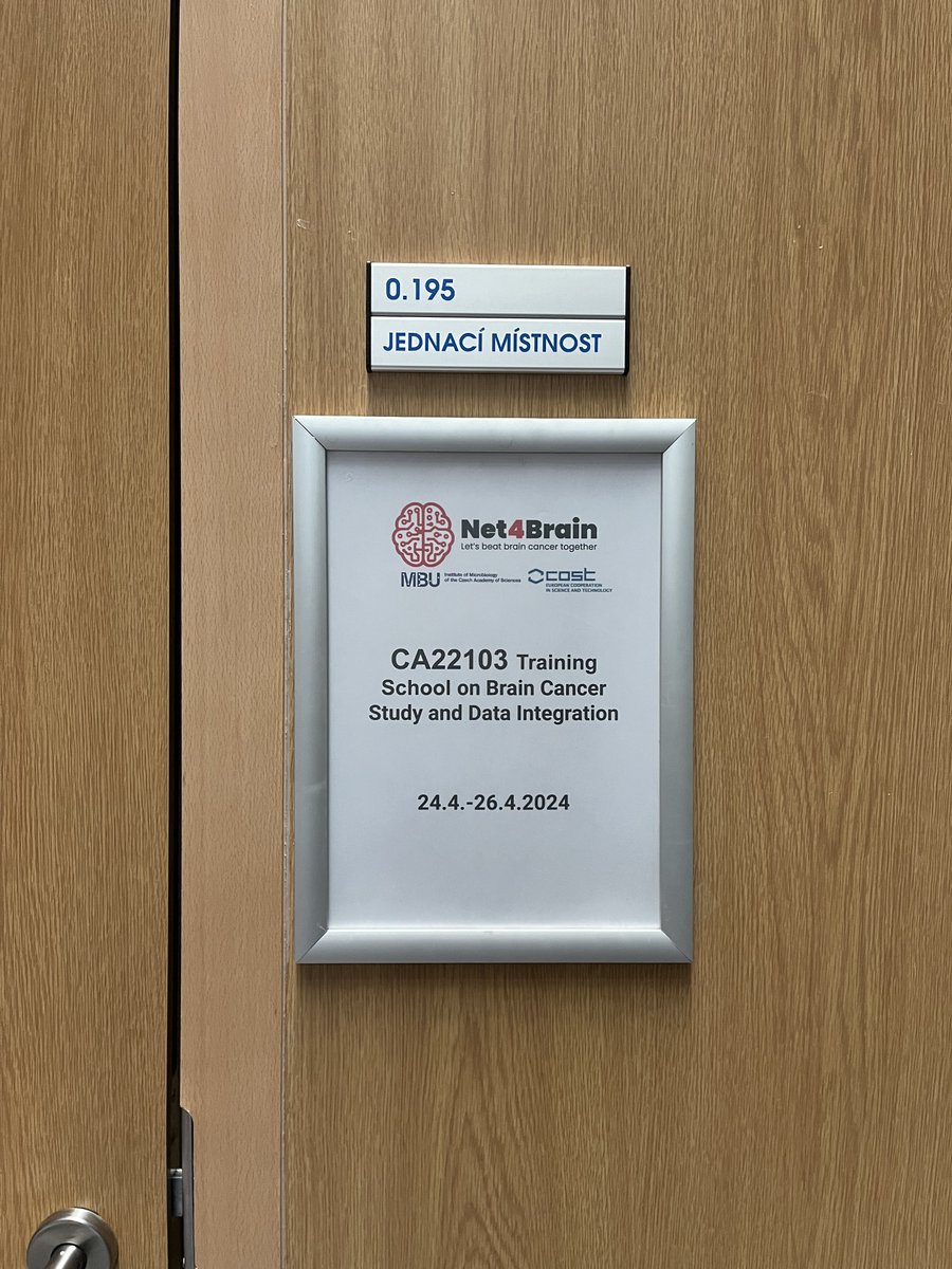 e_brukocakaya's tweet photo. Excellent start to @COSTprogramme action #Net4Brain #CA22103! Enjoyed meeting everyone at the Training School on Brain Cancer and Data Integration at the @CzechAcademy 🇨🇿. Presenting my preliminary results was a great experience. Excited to join forces against glioblastoma!🧠💻 https://t.co/UCVUNCBRg1