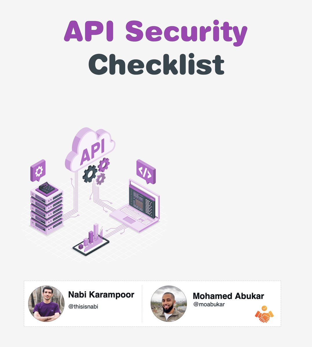 Today, I have a great checklist suggestion within the scope of API Security that you can benefit from❗️☺️ Don't forget to add it to your bookmarks.🤞🏻🌸

Credit: @thisisnabi & @moabukar_1 🌟🙌🏻

PDF: media.licdn.com/dms/document/m… 

#cybersecurity #api #apisecurity #pentest #checklist