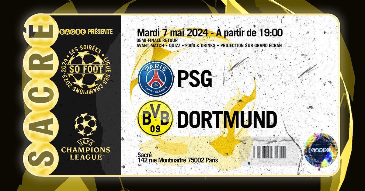 🎟️CONCOURS🎟️ On fait gagner 2 places pour notre soirée PSG - Dortmund aux premiers/res qui donnent le prénom des journalistes So Foot qui animent les soirées ! #PSGBVB #PSGDOR