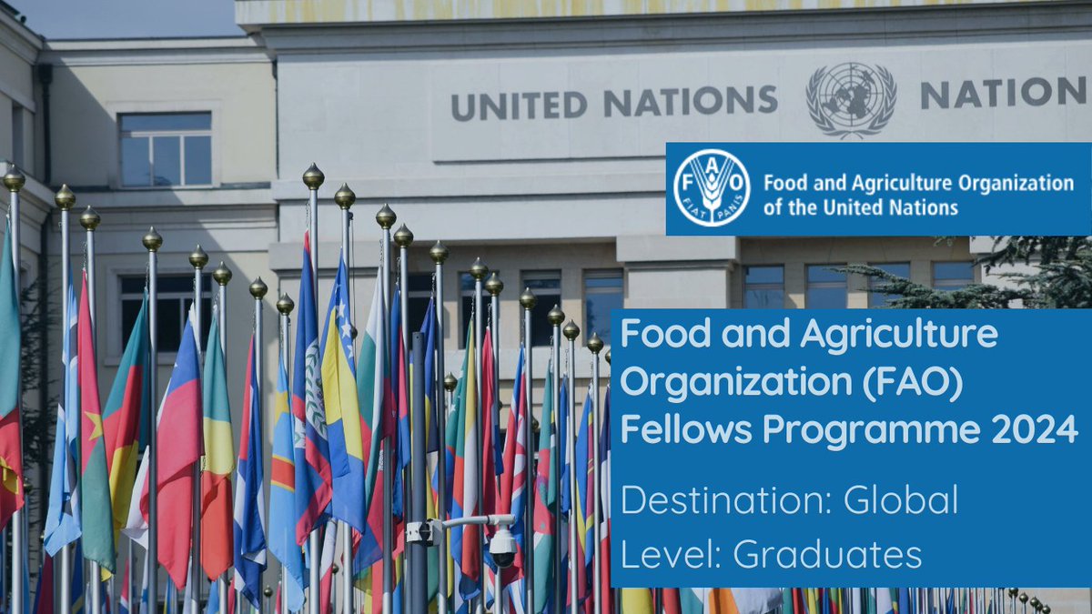 🌟 Impact global agri-food systems! Join FAO's Fellows Programme. PhDs, researchers, professors welcome! Apply by August 25, 2024: shorturl.at/btFK2

 #FAO #FellowsProgramme #GlobalImpact #SustainableDevelopment #CareerOpportunity 🌱🌏