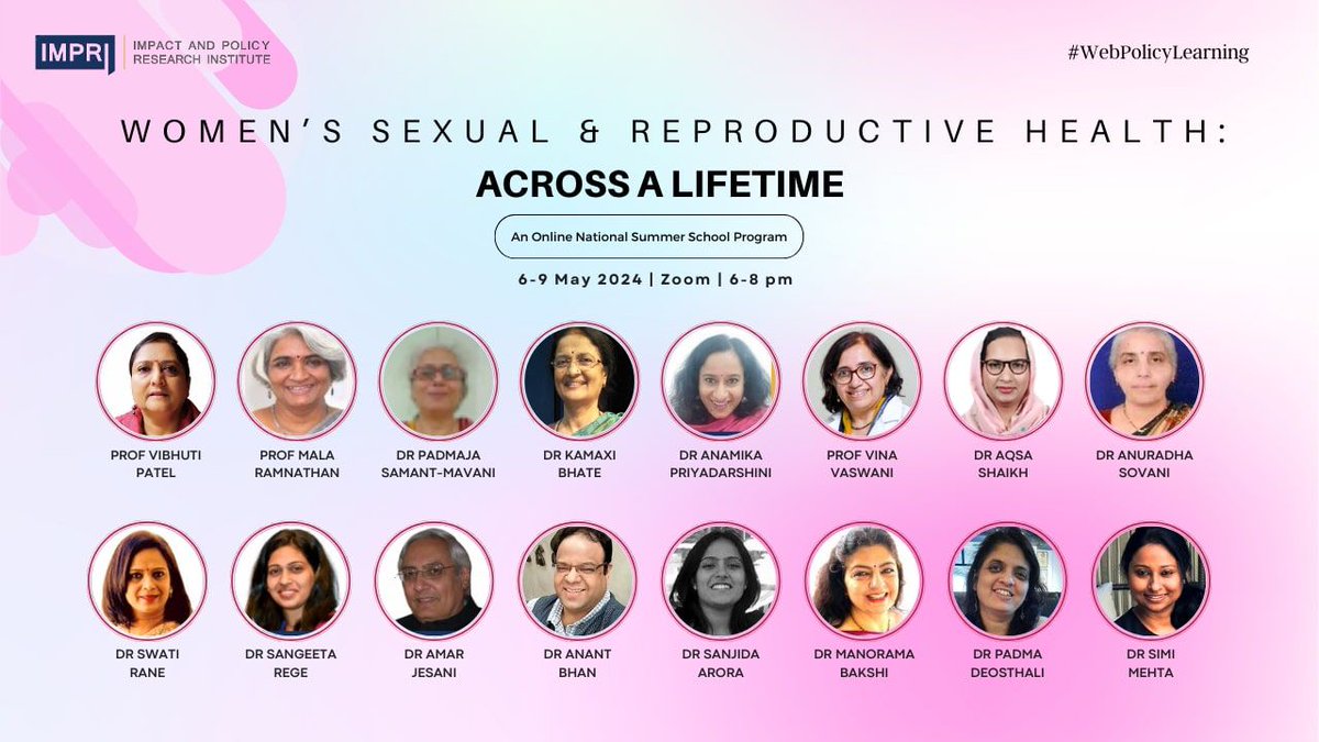 Women’s Sexual & Reproductive Health: Across a #Lifetime
#IMPRI #WebPolicyLearning
impriindia.com/event/womens-s…
4 Day #Immersive #Online #Certificate #Training Course
6-9 May
@ProfVibhuti
#WomenHealth #ReproductiveHealth #SexualHealth #Healthcare #health #women #rights #learning