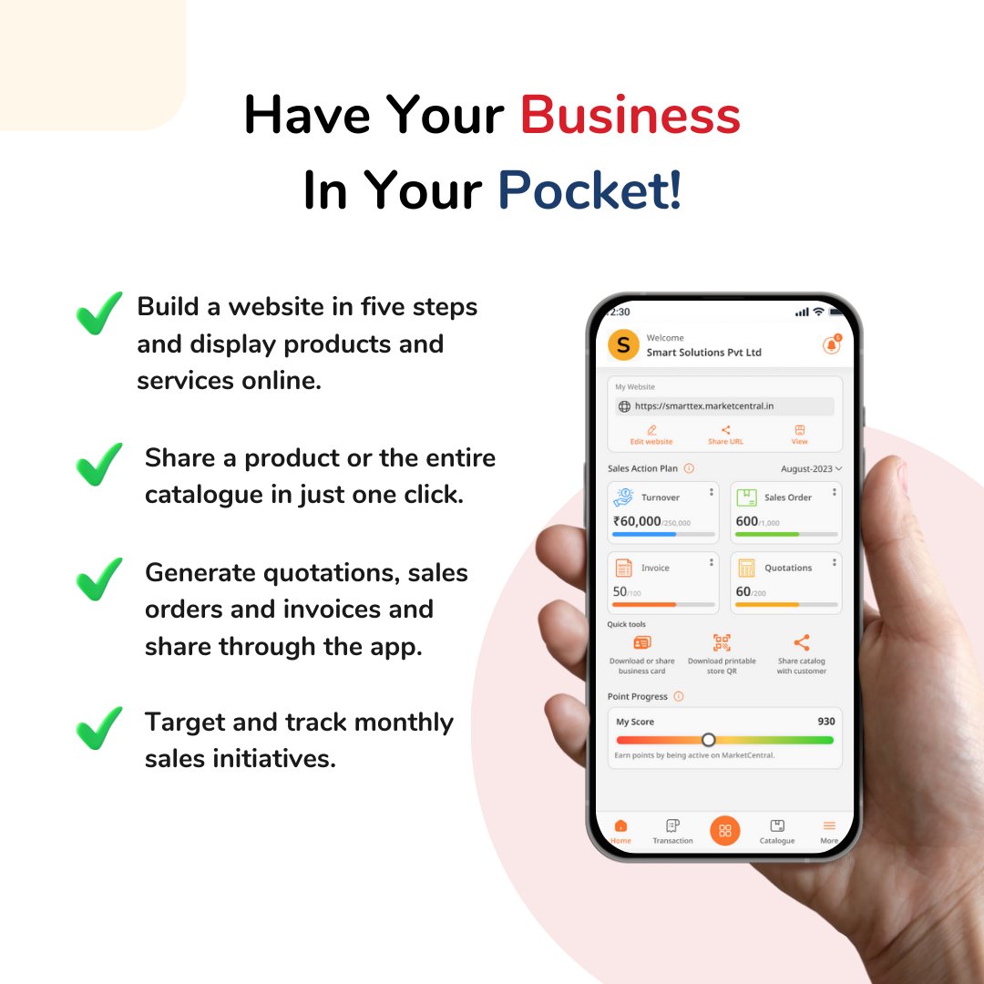 SMB_XL's tweet photo. Whether you're stuck in traffic or on the move, stay in control of your business with the MarketCentral App. Download now to never miss an order again!
Android: https://t.co/jSvg99kqoW
IOS: https://t.co/45n71D92OG

#businessapp #indianbusiness #business #msme #marketcentral https://t.co/mRkbEWI7HP