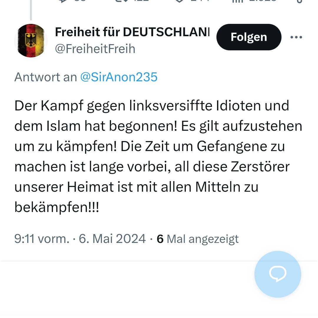 Ich habe diesen Post mal gemeldet. Gewaltandrohung