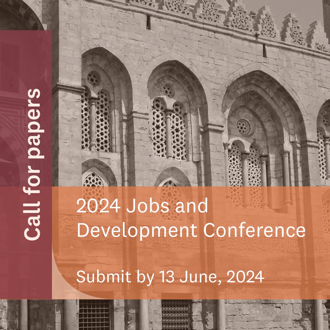 📢 Call for Papers! Share your research at the Jobs and Development Conference in Cairo, Egypt. Contribute to key discussions on jobs challenges in low- and middle-income countries. Submit your papers by June 13! 👉go.unu.edu/s9bZV #LaborEconomics @WorldBank @ilo