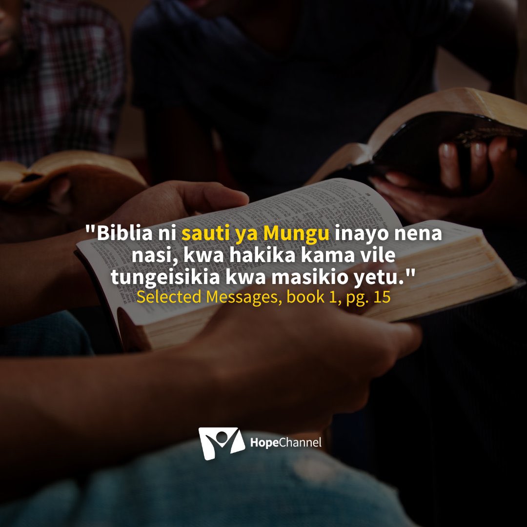 Read and study your bible everyday 
@karima_kengere @hopechanneltz @adventistchurch @kibadatz