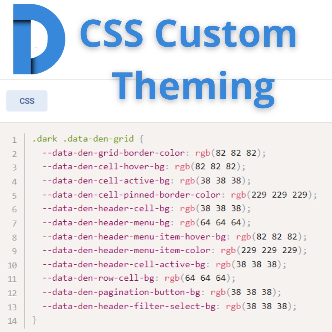 Tailor Your #Data, Your Way: Use #CSS variables to quickly & Easily create a Custom Theme.

Streamlined & Productive #DataManagement  experience⏬
getdataden.com/docs/grid/layo…

#BusinessTech #datafam #Datavisualization #DataCenter #DataValidation #webdesign #webdev #bigdata #manager