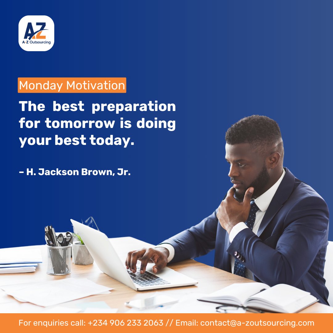 The journey to greatness begins with a single step, taken with intention and dedication.

Embrace today's challenges, pour your heart into your efforts, and watch how it shapes your brighter tomorrow.

We wish you a productive week!

#AZOutsourcing #MondayMotivation #CareerGrowth