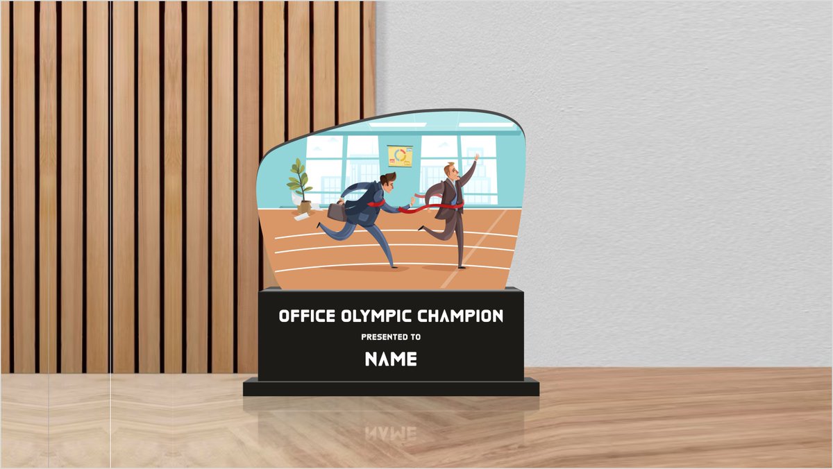 From coffee sprints to spreadsheet marathons, acknowledge the ambition of your  office Olympics champion who knows how to excel in every task! #corporateolympics #funawards #corporateawards #customawards