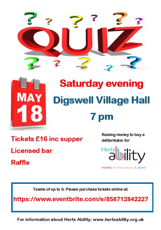 For a night of brain-teasing questions, laughter and community spirit, team up and join @HertsAbility for their Charity Quiz Night! Funds raised will help to purchase a defibrillator for @HertAbility Tickets ➡️ bit.ly/4b3io3m #WhatsOnHerts #WhatsWelHat #CharityHerts