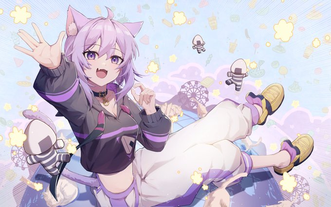 「猫娘 紫髪」のTwitter画像/イラスト(新着)
