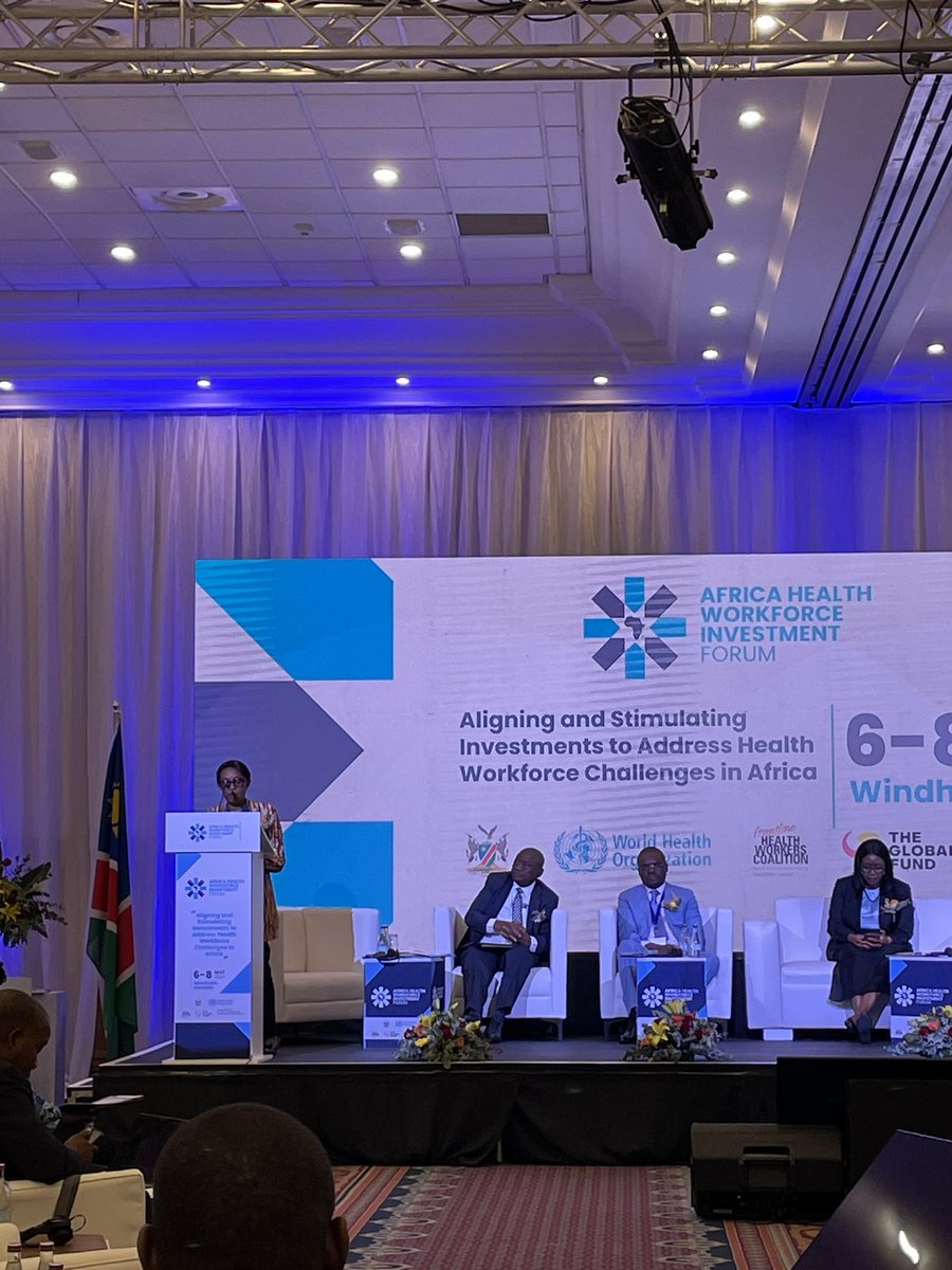 The culmination of extensive partnership & collaboration: groundbreaking first ever Forum on #HealthWorkforce investment in #Africa 🌍🇳🇦 #Windhoek 👏🏽

✅Align-Invest-Sustain in 6.1 million more #HealthWorkers to deliver #HealthForAll ⚕️

#Working4Health
#InvestInHealthworkers