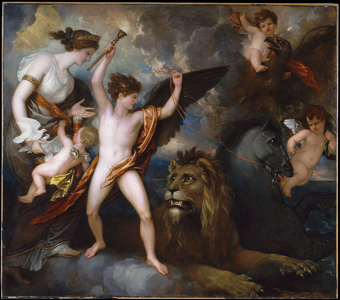 Benjamin West ( 1738-1820 ) The Power of Love in the Three Elements 1809