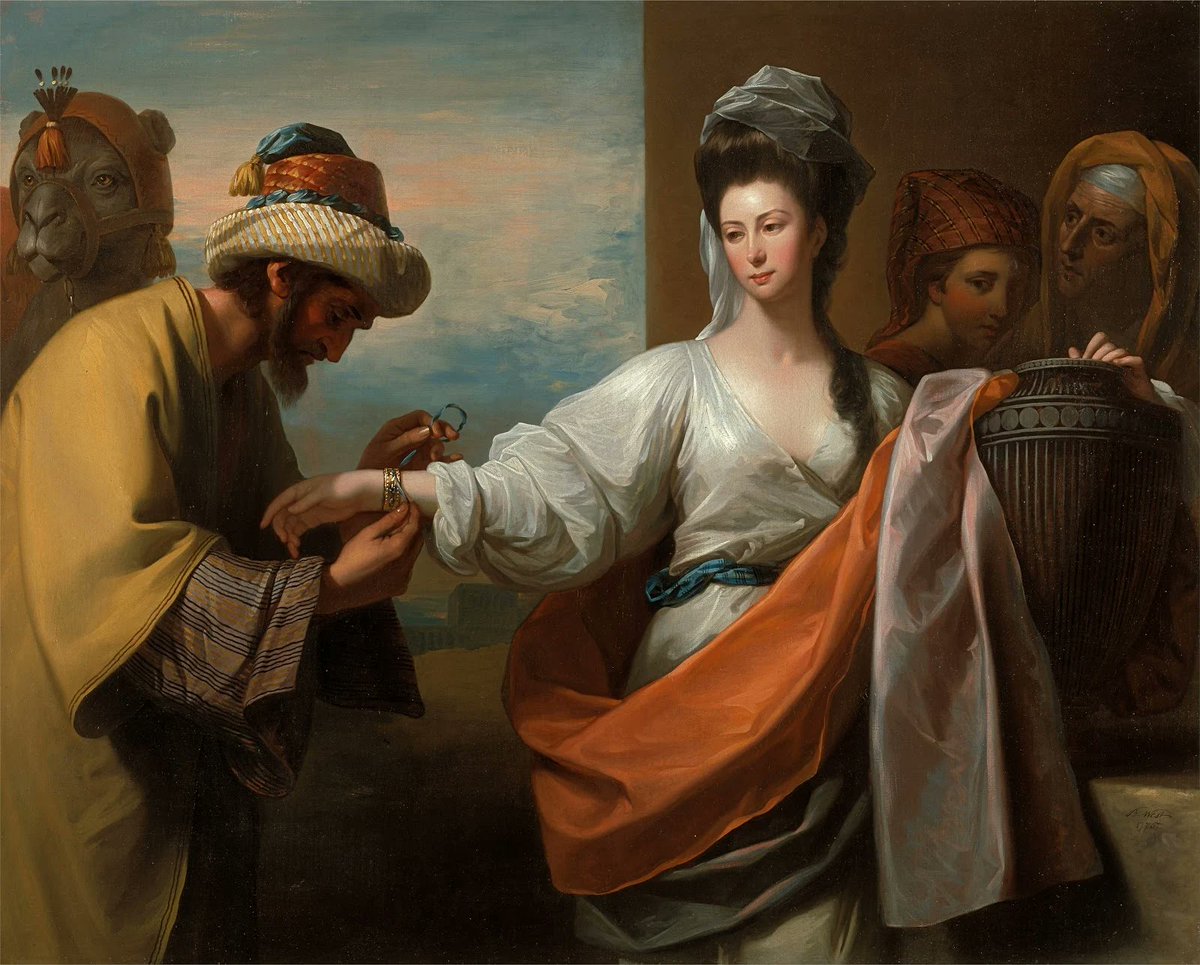 Benjamin West ( 1738-1820 ) Isaac's Servant Tying the Bracelet on Rebecca's Arm 1775