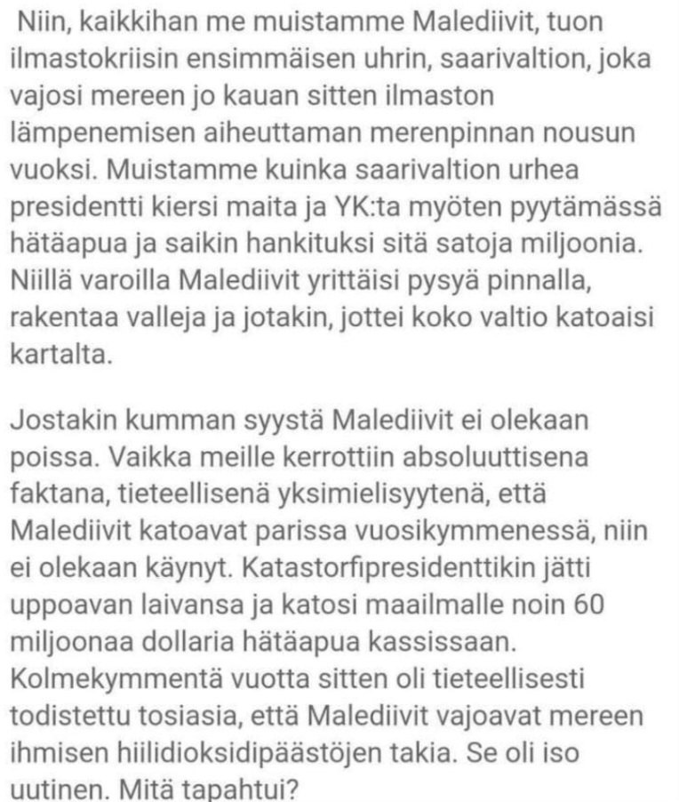 Malediivit ei kadonnutkaan - ainoastaan sen presidentti katosi - 60 miljoonaa dollaria rikkaampana... 🤣