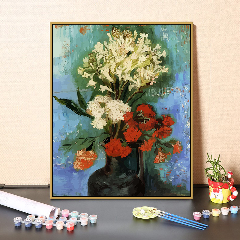 Van Gogh Oil Painting On Canvas,Diy Painting By Numbers. #vangogh #flowers #diypainting #giftideas #numberpainting #drawing #digitalart #artlover