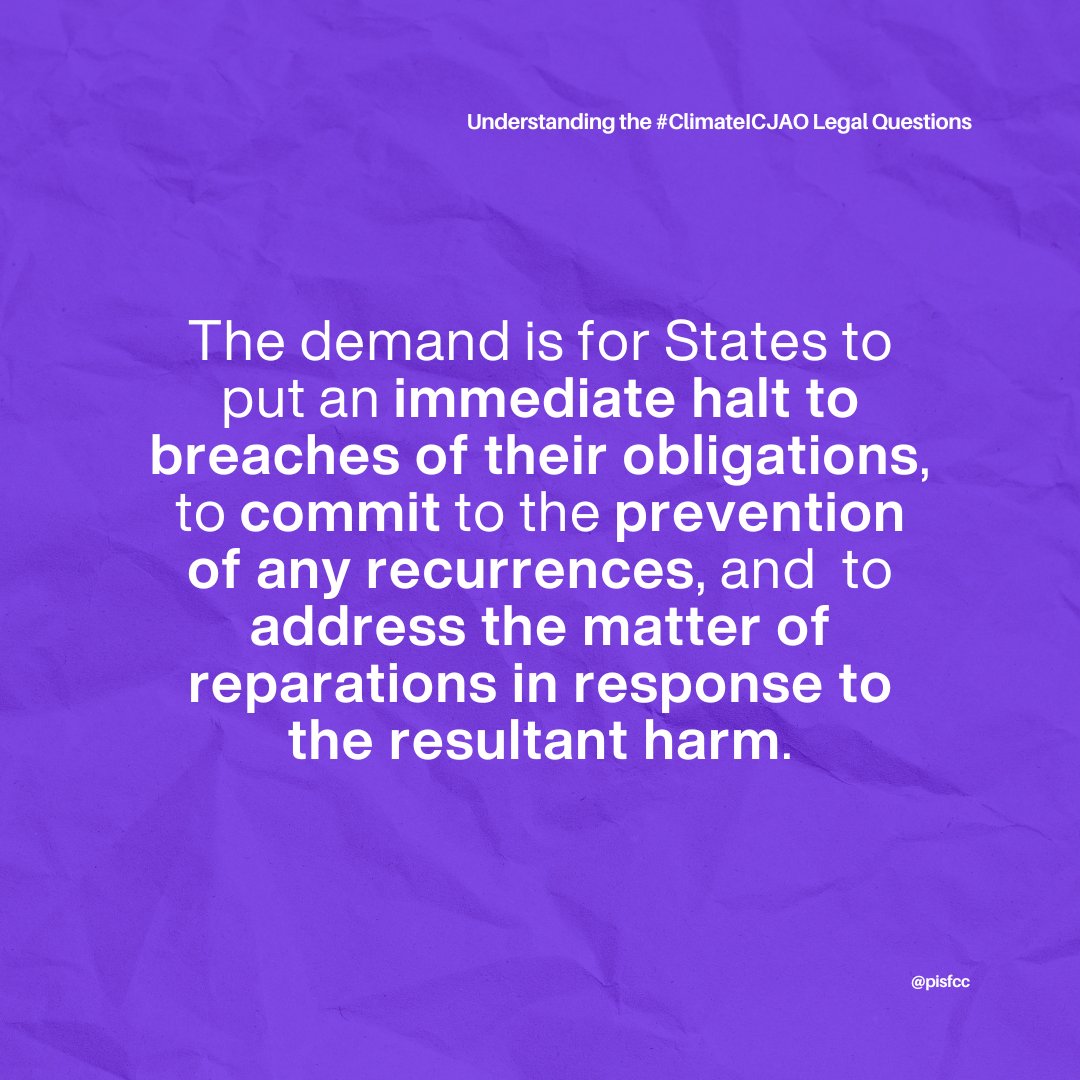 There are legal consequences to States that violate their obligations under international law! By reinforcing accountability through the #ClimateICJAO, we can ensure that States are made aware of the repercussions of their actions & inactions regarding the #climatecrisis.