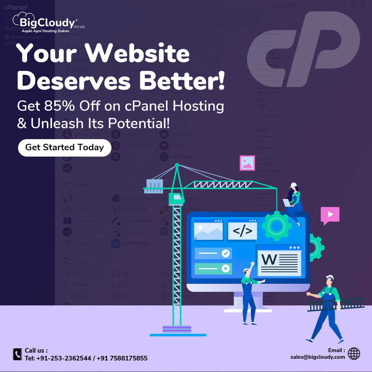 Unlock the true power🌟of your website! 🌐Say goodbye to slow loading times🐢and hello to #lightningfast performance⚡with 85% off #cPanel Hosting. 👨🏻‍💻

Your #website 🖥️ deserves the best, so why settle for anything less? 🌠

#BigCloudy #WebHosting #onlinebusiness