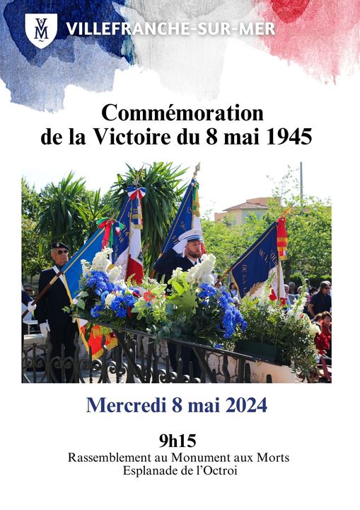 [𝐂𝐞́𝐫𝐞́𝐦𝐨𝐧𝐢𝐞] La Commémoration de la Victoire du 8 mai 1945 a lieu ce matin, mercredi 8 mai, au Monument aux Morts, Esplanade de l'Octroi : 👉9h15 : Rassemblement au Monument aux Morts 👉9h30 : Discours et dépôts de gerbes