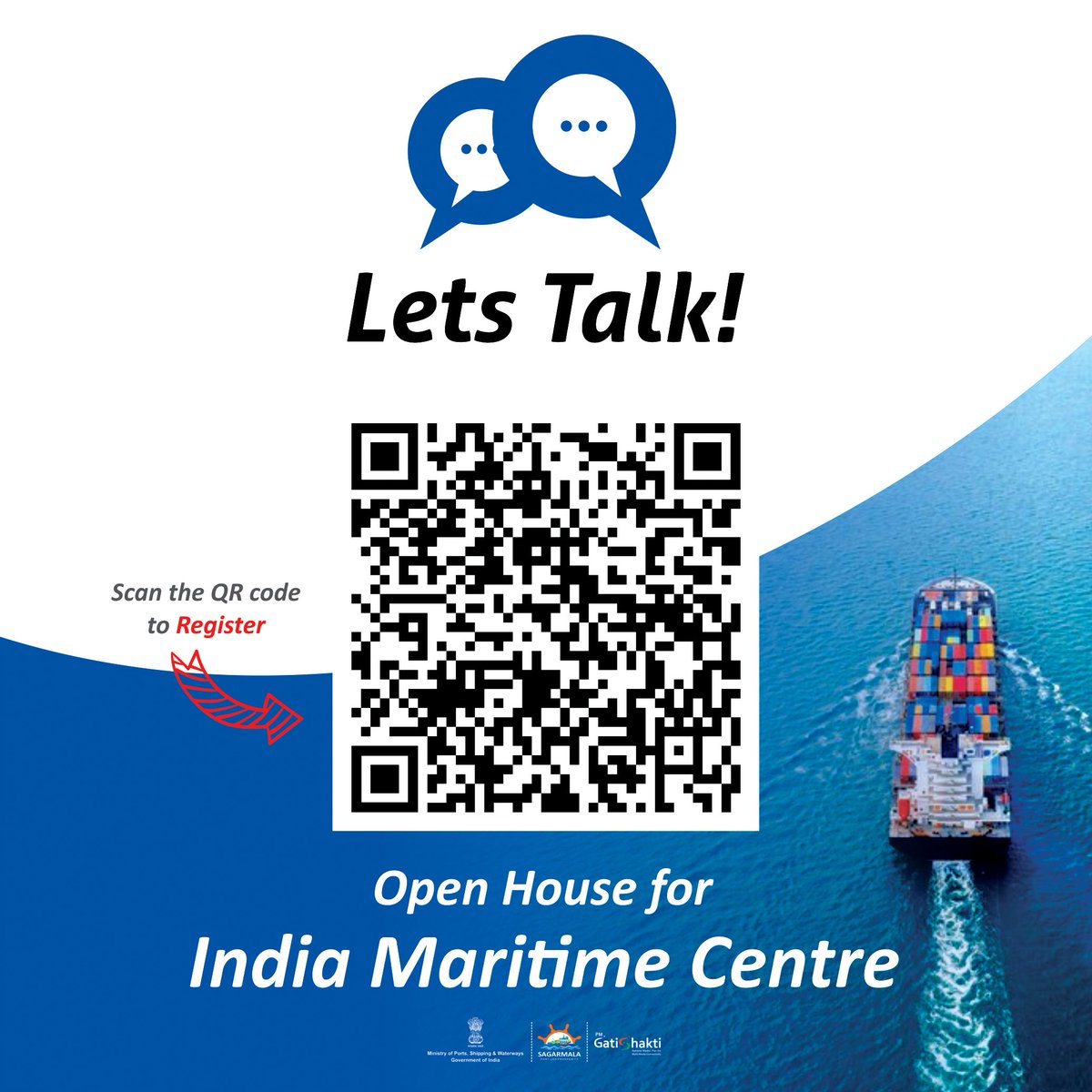 Join Us for an Open House for deliberation on establishment of India Maritime Centre (IMC)!Set sail with us as we unify industry stakeholders! 🗓️ Date: May 21, 2024 🕒 Time: 11:00 AM 📱 Scan the QR code to Register for the Open House! @PIB_India