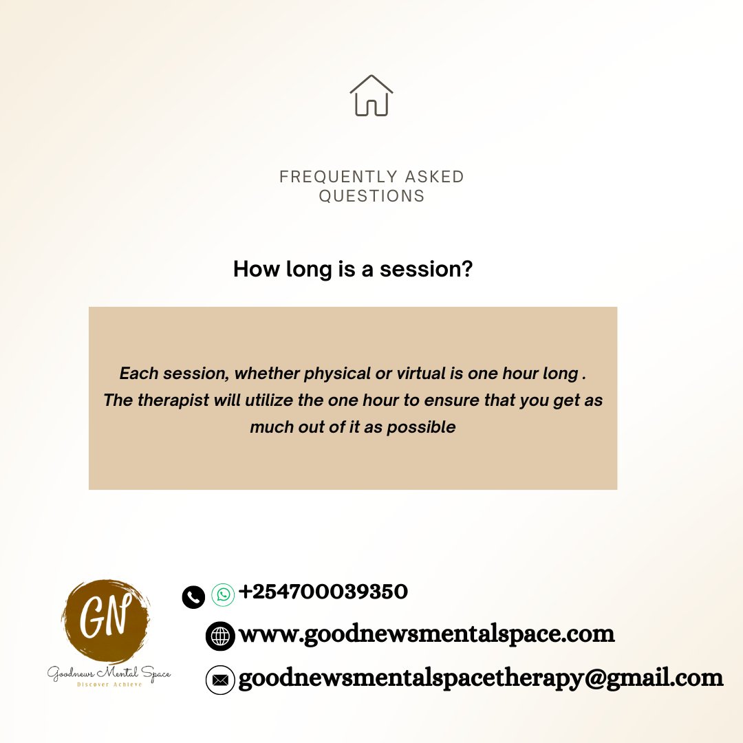 Happy New Week! 

Thank you for engaging with us. Our goal is to serve you to your satisfaction.

Feel free to drop any more questions you may have. 

#Goodnewsmentalspace #Faq #TherapyJourney