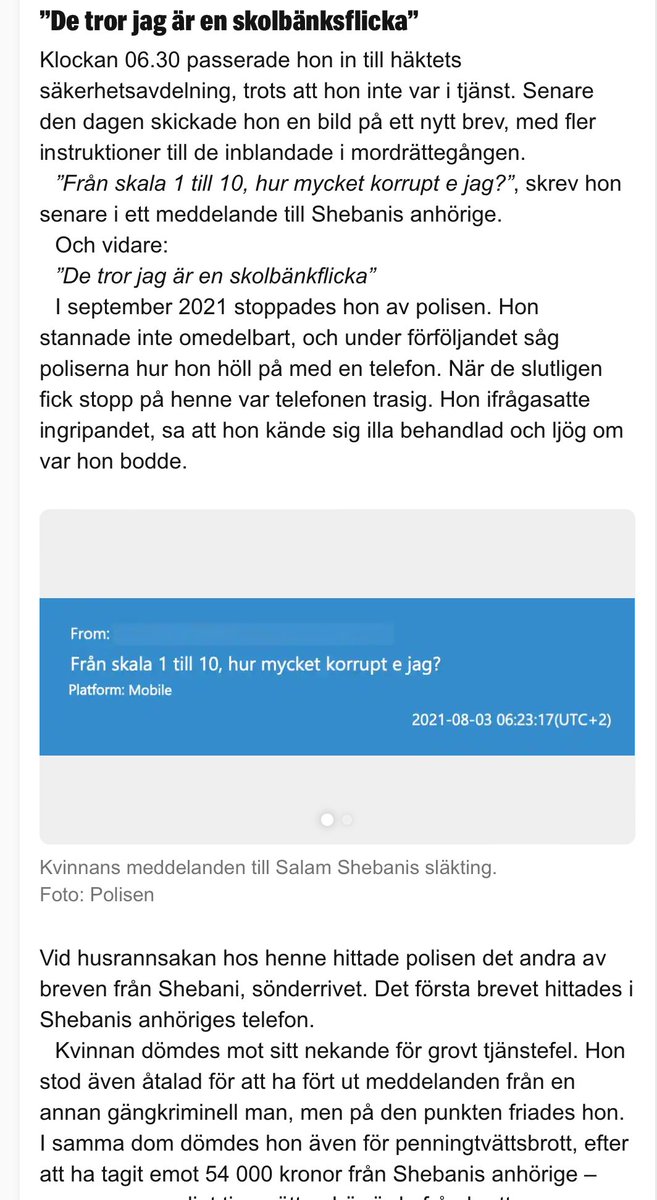 Kvinnan hade en plan när hon sökte jobbet på häktet: Att smuggla ut brev från livstidsdömde Salam Shebani. I breven gav han order om vad de inblandade skulle säga i HR så att han skulle frias för de mord han låtit utföra. ”De tror jag är en skolbänkflicka” expressen.se/nyheter/sverig…