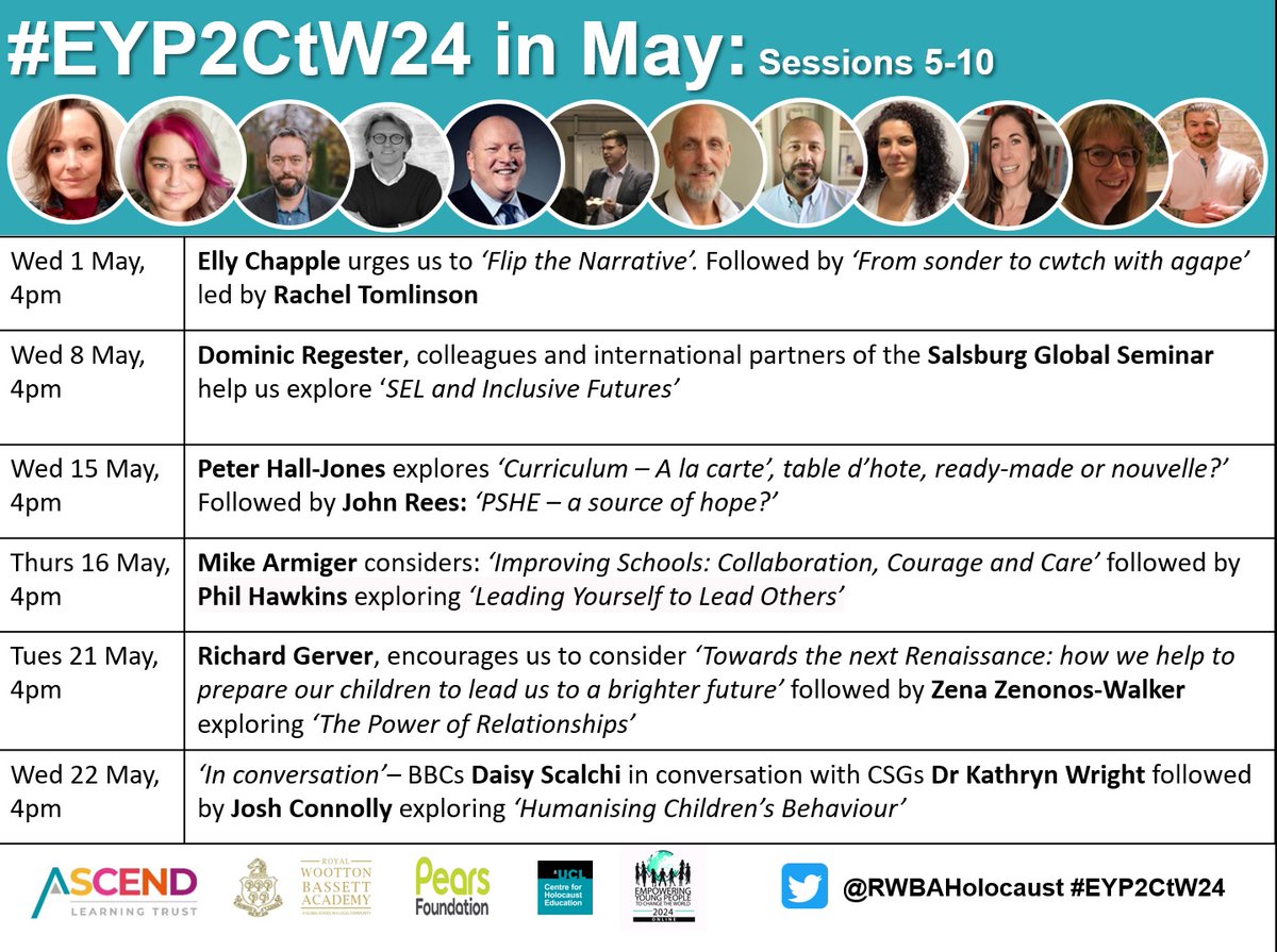Do sign up & share this FREE online CPD opportunity, our check out the May & summer term #EYP2CtW24 conference programme⬇️
forms.office.com/r/e6pUfg32Bm  
RT @AscendLT @PeteHJ @PSHEsolutions @MikeArmiger @aprenderuk @KhaddageRolla @ZenaZenonos @kathrynfenlodge @josh_ffw @BarrowfordHead