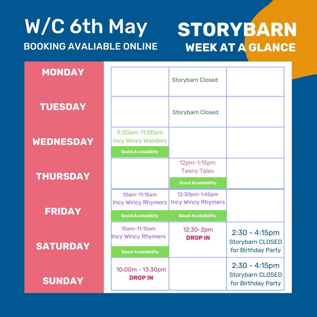 May-be your hoping for warmer weather this month or May-be you want to try a different class! Well here at The Storybarn we might just have a session that suits you! Booking can be made through our website!