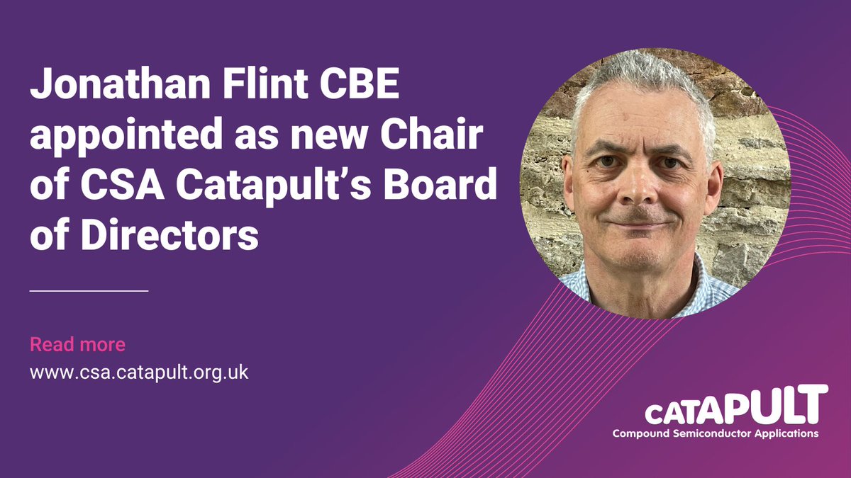 📰 NEWS: Jonathan Flint CBE appointed as the new chair of CSA Catapult's Board of Directors Jonathan will lead the Board to help deliver the mission and purpose of CSA Catapult, as well as overseeing the corporate governance of the organisation Read more csa.catapult.org.uk/blog/2024/04/3…