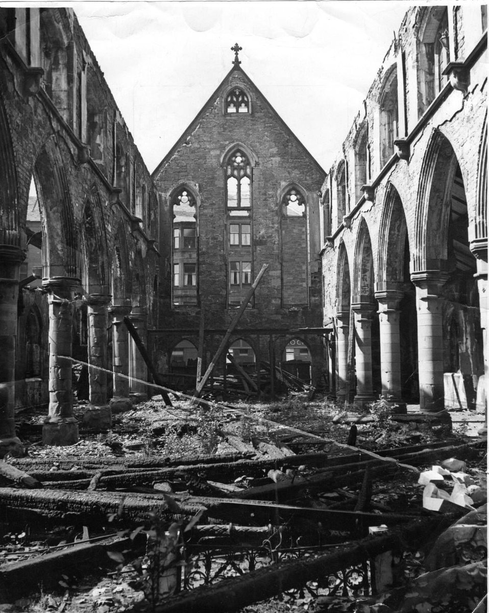 Today we remember those who lost their lives during the Greenock Blitz. On the 6th and 7th May 1941, the German Air Force launched a series of bombing raids over the area. This image shows the devastated St Lawrences Church on Carnock Street, Greenock.