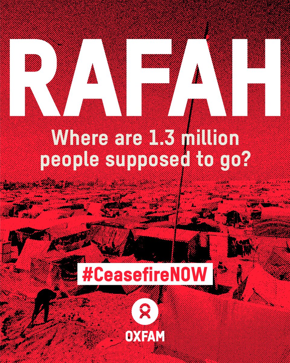 A military invasion in Rafah would be CATASTROPHIC. Almost 1.3 million people, including at least half a million children, are now crammed into this small city in #Gaza. There can be no more 'evacuations'. There is no safe place to go. There must be a #CeasefireNOW🚨