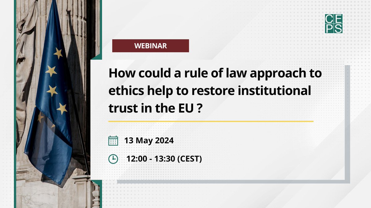 🇪🇺 With 1 month until the #EP2024 elections, trust in public institutions is more vital than ever. 📅 Join us for this webinar to explore a 'rule of law approach to ethical oversight' and learn how to reinforce trust ahead of the 2024 elections and beyond. REGISTER HERE 👉