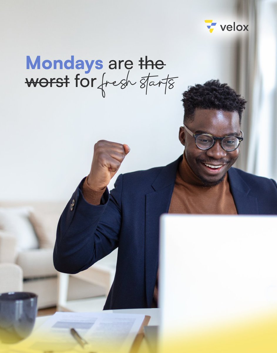 It's a brand new week, remember that your Monday most likely will set the tone for your week. Have a nice one 🥰 

P.S.: There should be a holiday dedicated to all the brave people who show up to work on Monday 🤣.

#veloxpayments #Veloxlife #moneytransferapp