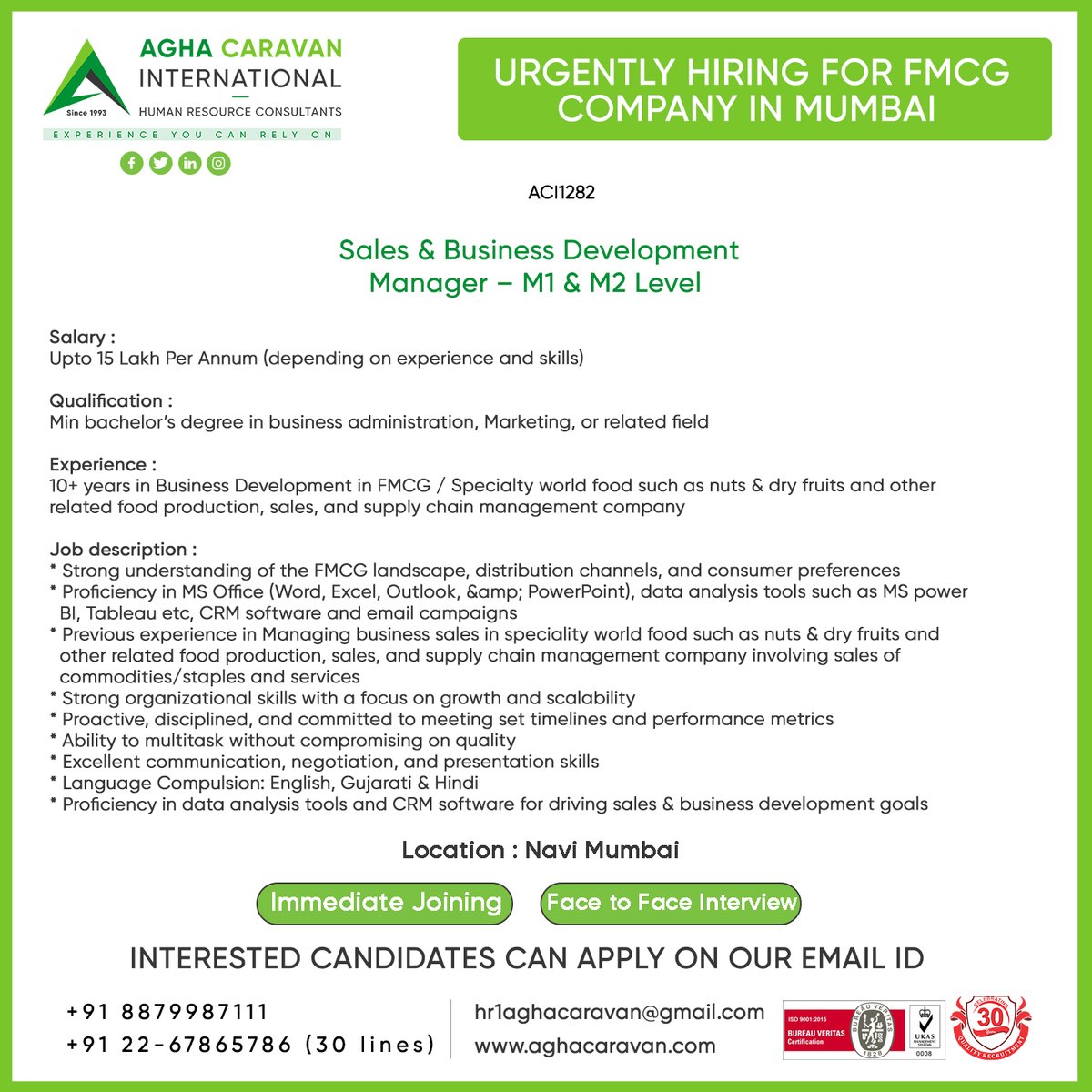 Greetings from Agha Caravan!
Kindly apply on the given email with your updated CV and position in the subject line.
Thank you.
#acijobs #jobseekers #mumbaijobs #mumbai #businessdevelopement #manager #applynow #jobvacancy #Jobopportunity
