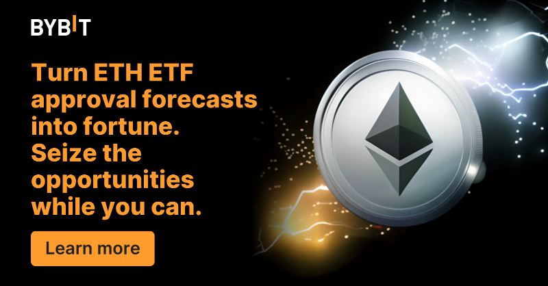 Bybit_Official's tweet photo. What's next after BTC ETF? Enter ETH Euphoria: The ETF Expedition 🚨

Learn all about ETH ETF in our comprehensive guides!

Join us in the thrilling run-up to Ethereum Spot ETFs!

#ETHEuphoria #ETHETF