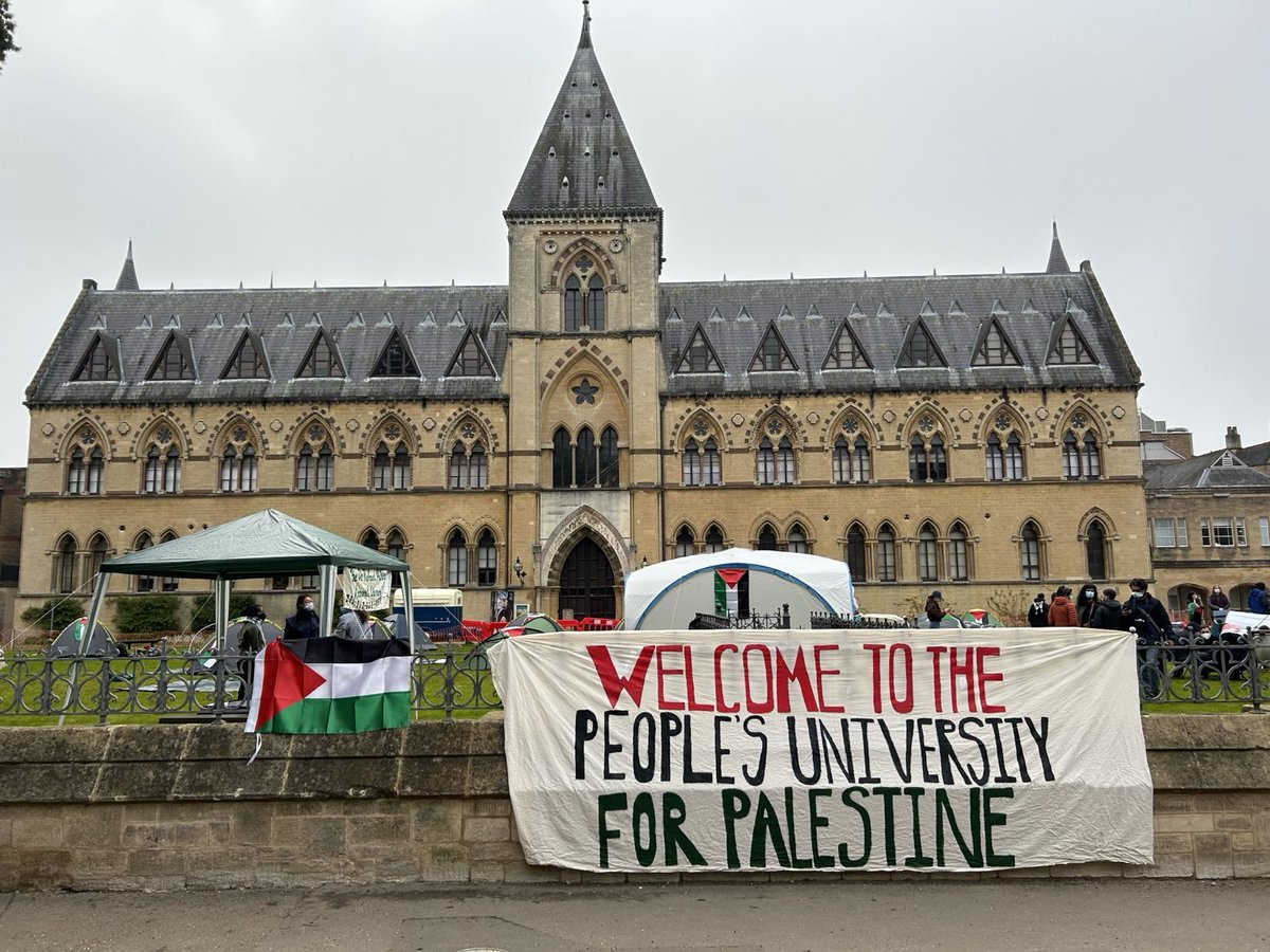 This morning, Oxford students set up the @OxAct4Pal solidarity encampment. Over 60 faculty and staff members have signed a letter in support. You can sign too, here: …fordgazastaffsolidarity.wordpress.com