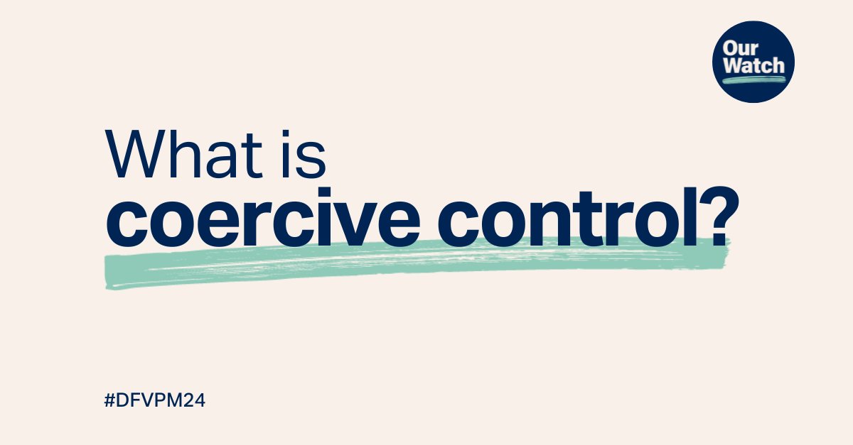 OurWatchAus's tweet image. Domestic and family violence can take many forms, including coercive control.

It&apos;s in our control to end coercive control. We can start by educating ourselves &amp;amp; others about what it can look like.

#DFVPM2024
#EndDFV #EndCoerciveControl