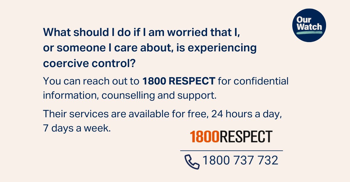 OurWatchAus's tweet image. Domestic and family violence can take many forms, including coercive control.

It&apos;s in our control to end coercive control. We can start by educating ourselves &amp;amp; others about what it can look like.

#DFVPM2024
#EndDFV #EndCoerciveControl