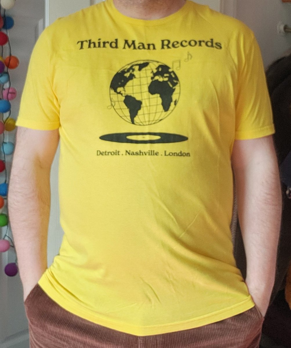 T3! Bank Holiday Special. Today K!'s wearing a Tee from Third man Records. We love this Tee for its mellow yellow colour and, who doesn't love our planet printed on a tee with a vinyl record underneath it? C'mon it's Rock n Roll FFS! #Jackwhite #whitestripes #thirdmanrecords