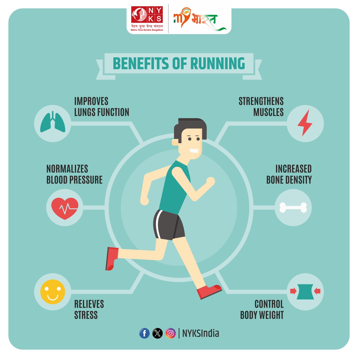 Run your way to a healthier, happier you! 🏃‍♀️💨 Boost mood, relieve stress, and strengthen your heart with every step. #RunningBenefits #HealthyLiving #NYKS #healthylifestyle