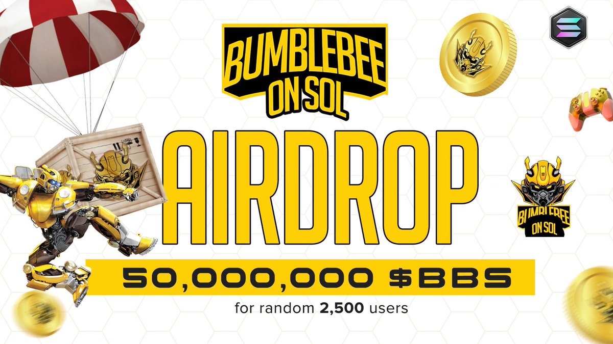 $BBS #Airdrop to random 2,500 participants! ⏰You have 72 hours! 👍 + ♻️ & Turn on notis submit SOL wallet & data to app.bumblebeeonsol.com REWARDS: 😃20 points: $5 to random 2,500! 🤩Above 50 points: $12 to first 300, with highest points! 😍Above 500 points: $12 + 1 Free $BBS