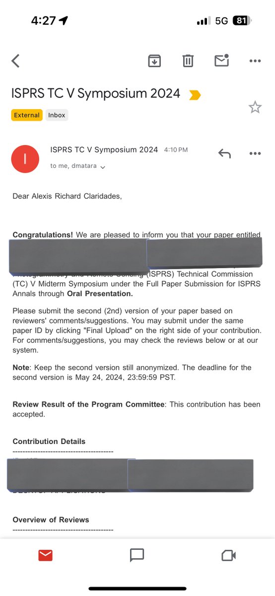 Take 2 kasi dapat anon hehehe

Paper #2 for 2024!!!! Full papers submitted to the symposium are double-blind peer reviewed and papers accepted for oral presentation are published in the ISPRS annals.