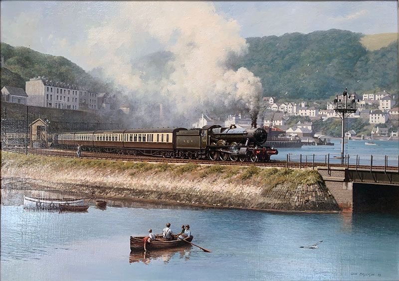 Painting of the Week: “Dumbleton Hall Leaving Kingswear” - Don Breckon (1983)

The lads in the rowing boat assess the possibility of detonating the bridge if ever Philadelphia Robin or Vancouver Red Dragon - the trains named after Wre*ham's co-owners - pass over it.