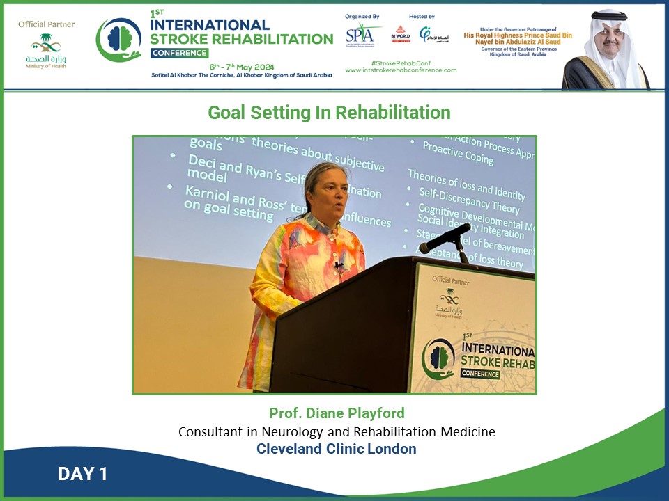 ✨Step into the world of goal setting with Prof. Diane Playford, Consultant in #Neurology and #Rehabilitation #medicine at @clecliniclondon, as she shared her insights at the 1st International #stroke  Rehabilitation Conference Day 1. 
#StrokeRehabConf #StrokeCare #strokeResearch