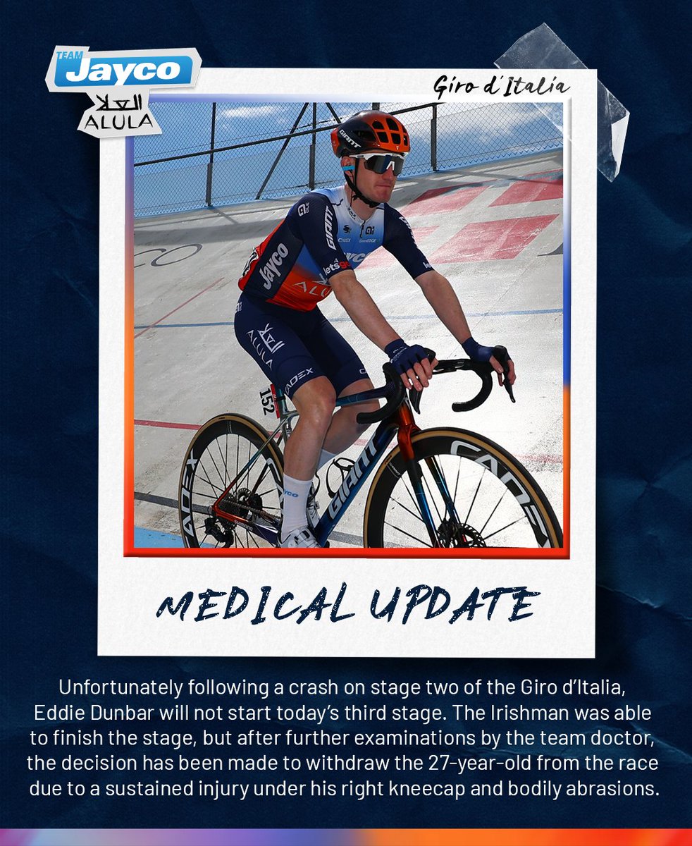 🏥 MEDICAL UPDATE Not the news we wanted to share with you from the #GirodItalia this morning 😔 Get well soon, Eddie!